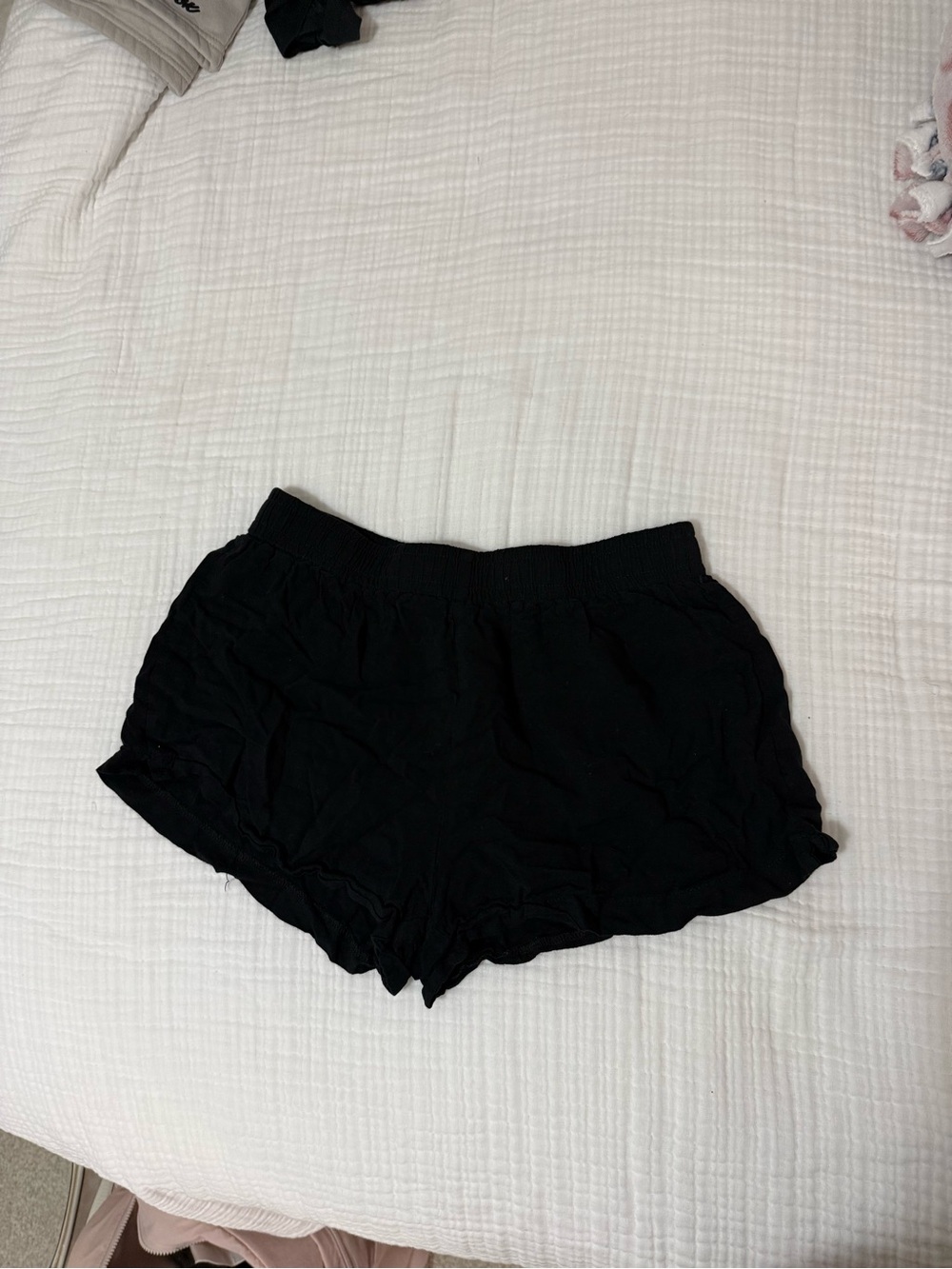 Princess Polly Black Elastic-Waist Linen Shorts